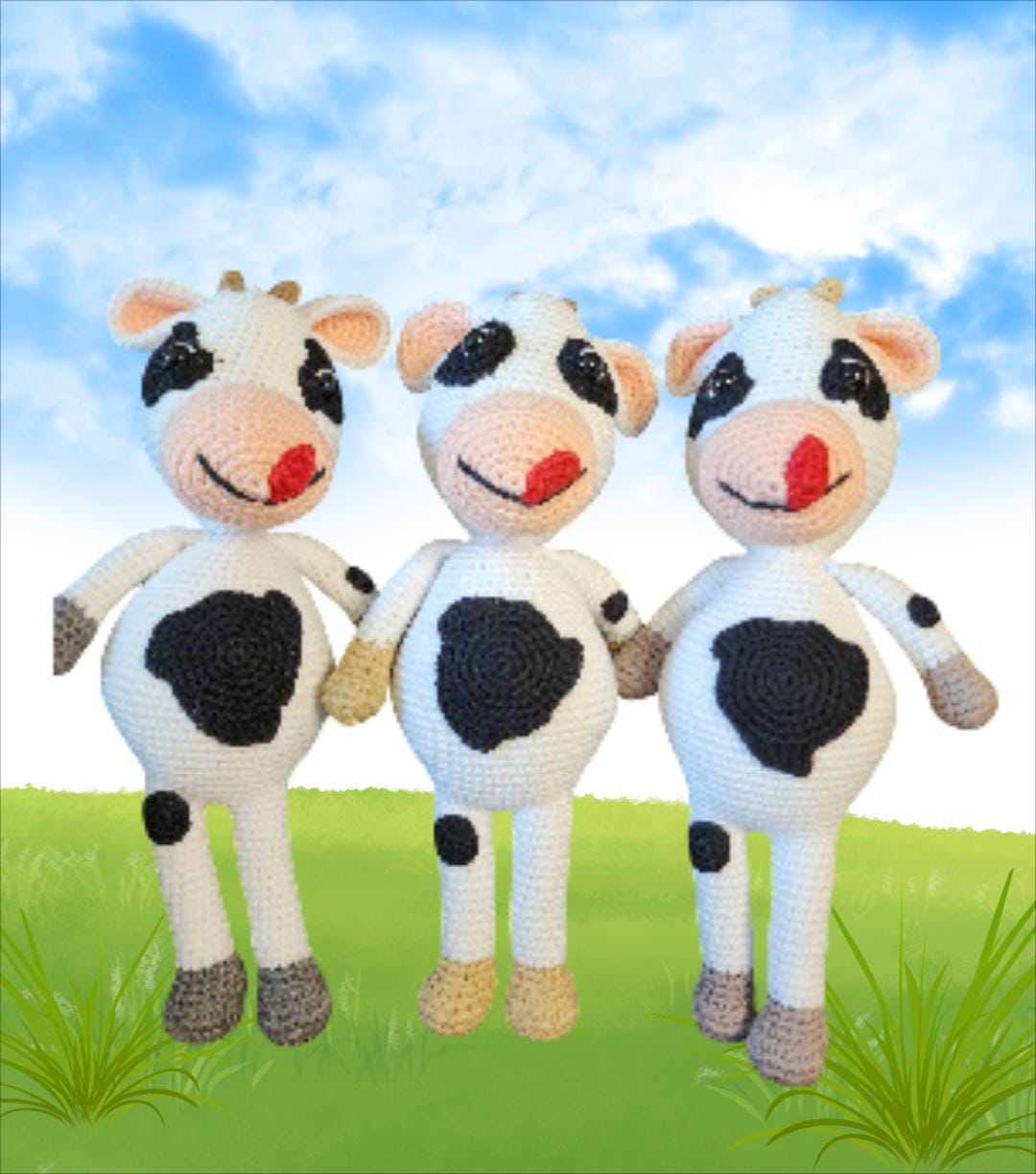 Handmade Amigurumi Cow Plushies | Adorable Farm Animal Amigurumi Toy | Handmade Crochet Pretend Play Toys
