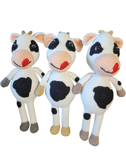 Handmade Amigurumi Cow Plushies | Adorable Farm Animal Amigurumi Toy | Handmade Crochet Pretend Play Toys