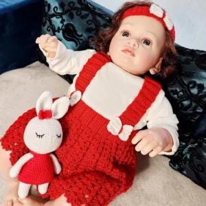 Christmas Knitting Red Dress Set with Flannel Outfit