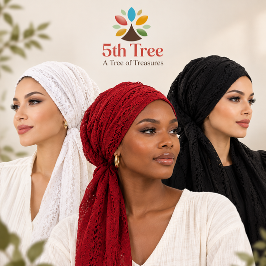 Women's Lace Pre-Tied long ,Soft Lightweight Head Wrap