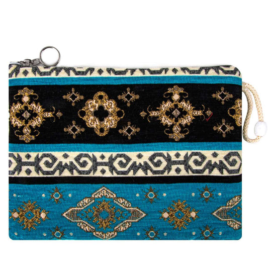 Anatolian Kilim-Style Tablet Sleeve & Clutch – Turquoise