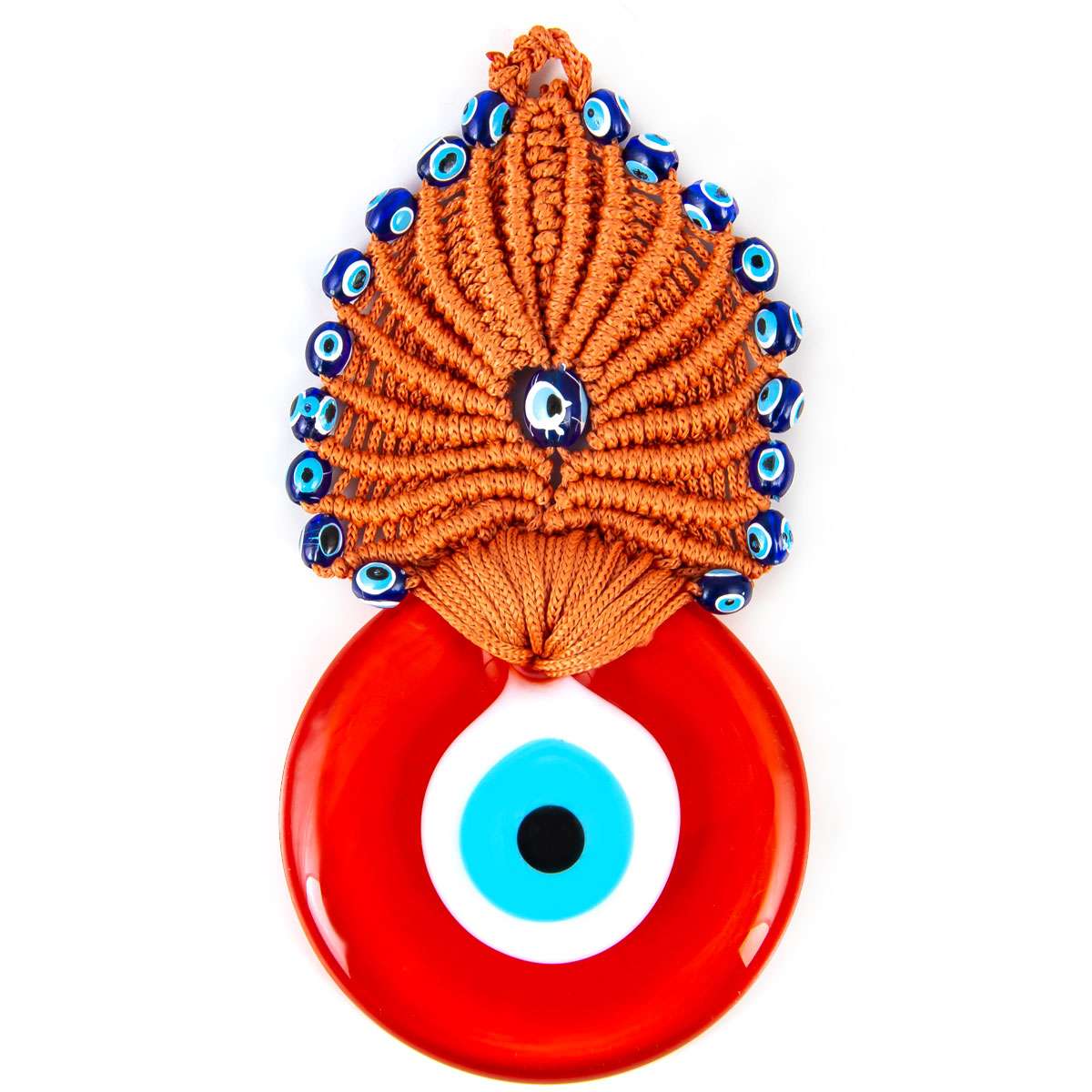 Turkish Evil Eye Wall Hanging no 3– Handmade Peacock Nazar Boncuk Glass Decor