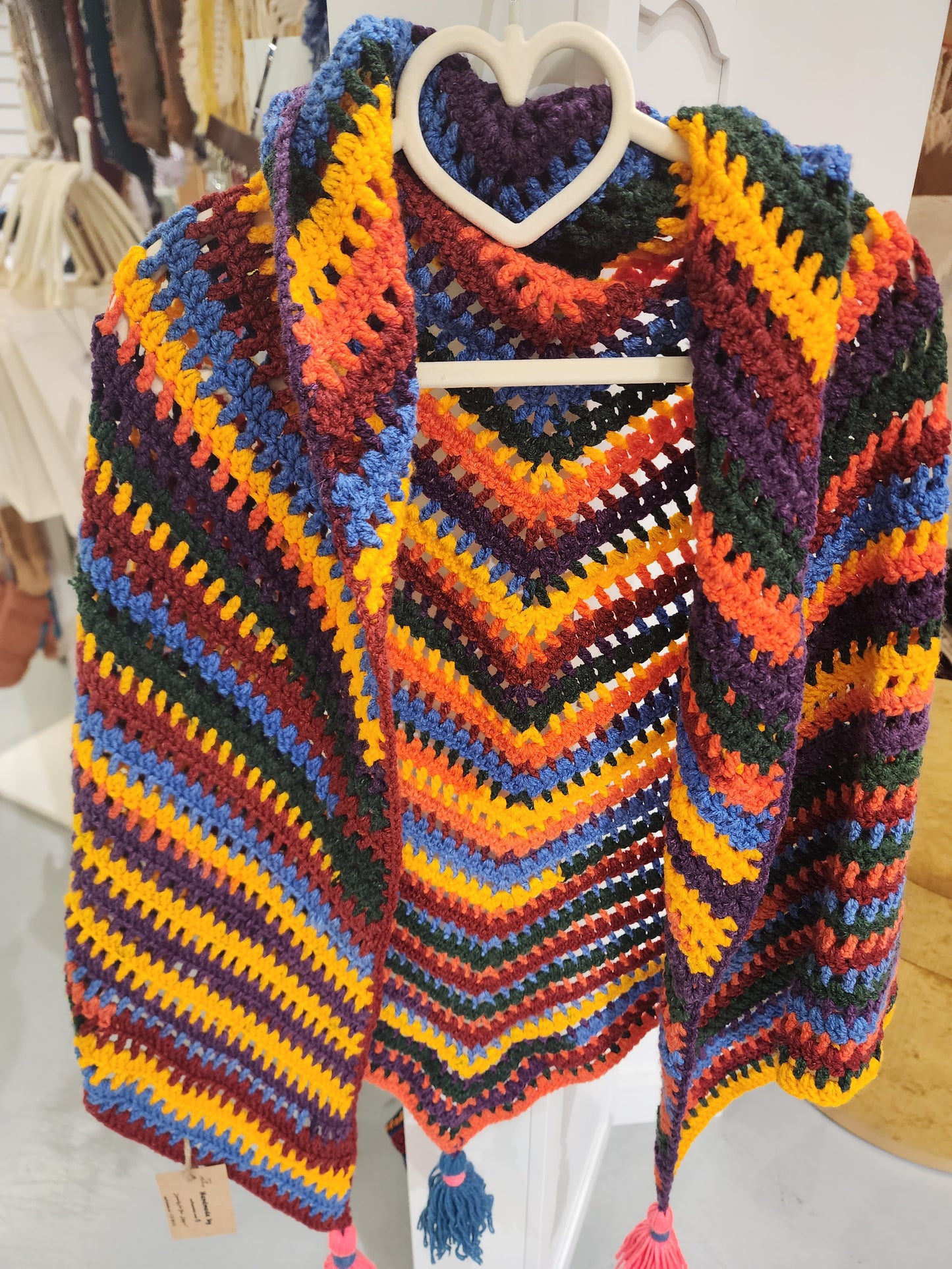 Vintage Boho Rainbow Granny Shawl
