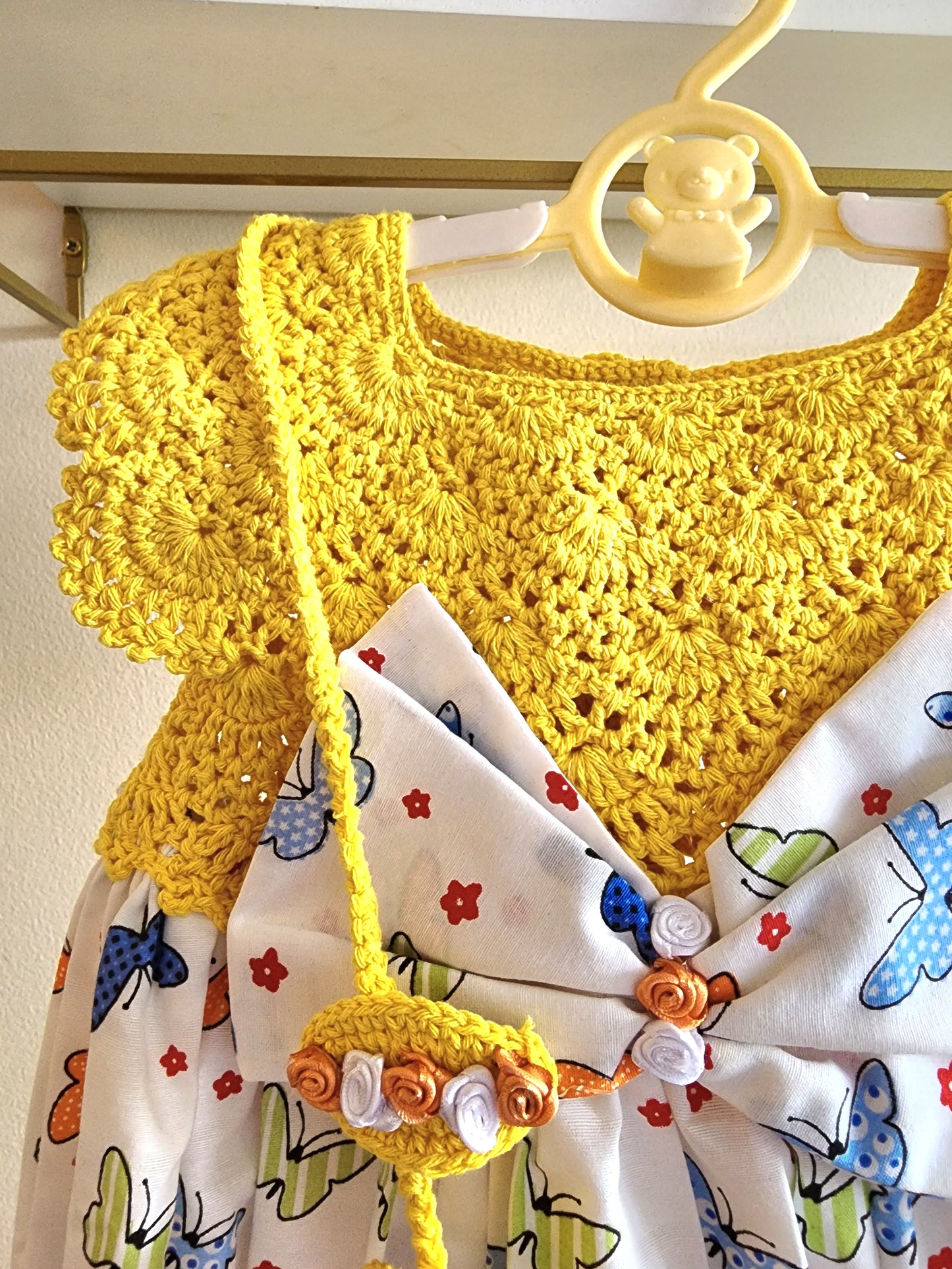 Handmade Butterfly Baby Dress | Crochet Summer Dress with Purse