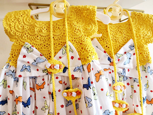 Handmade Butterfly Baby Dress | Crochet Summer Dress with Purse
