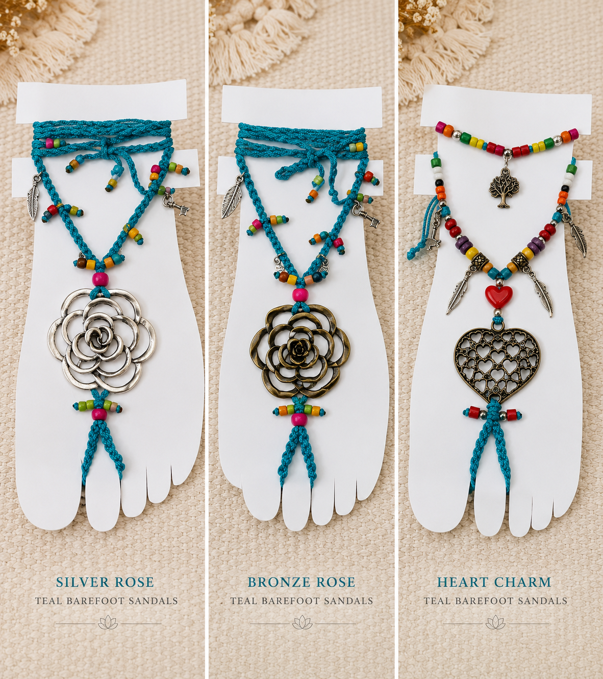 A Per of Barefoot Turquoise Sandals| 5th Tree