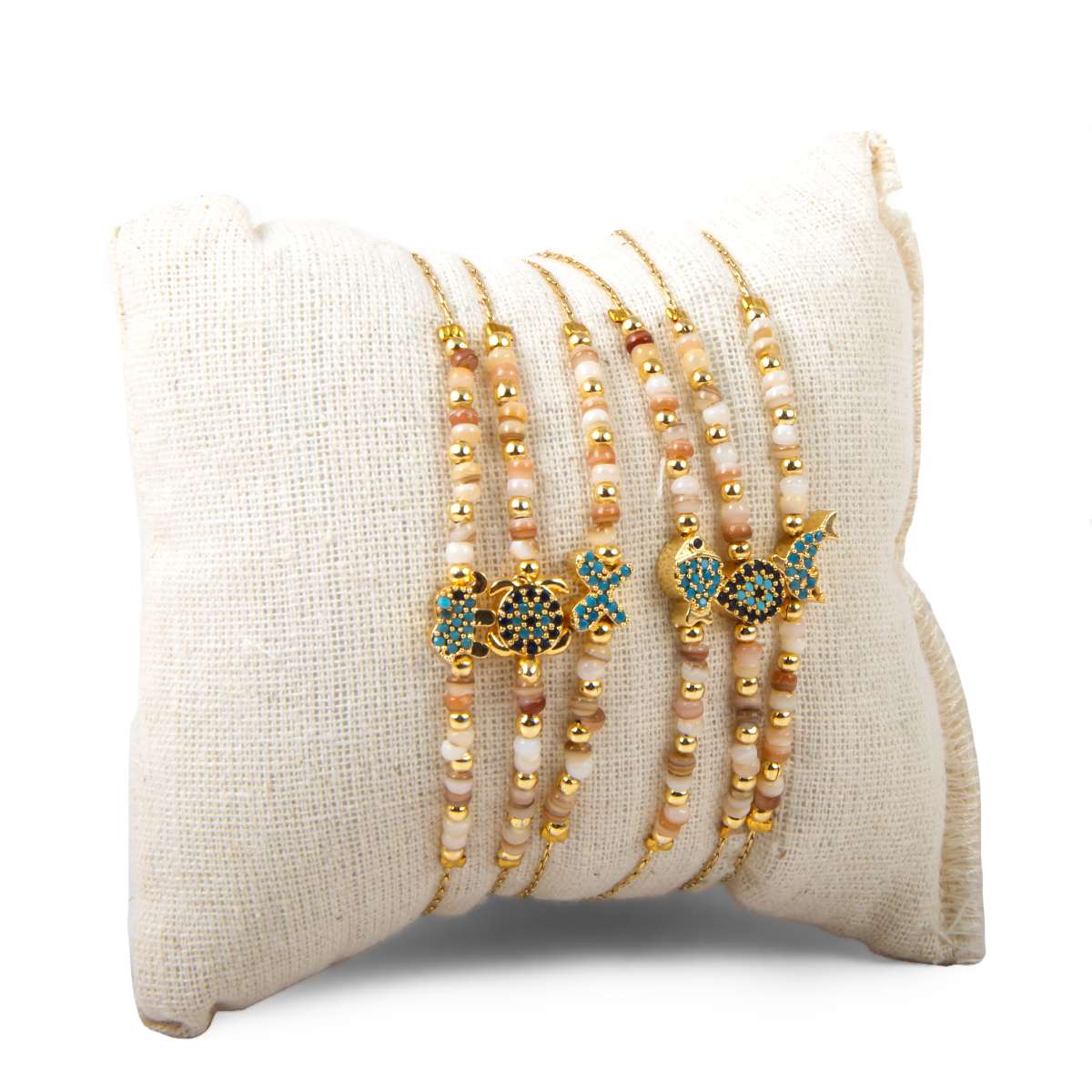 Zircon Stone Figure Bracelet – Adjustable Macramé Bead Bracelet | Comes with Gift Pillow