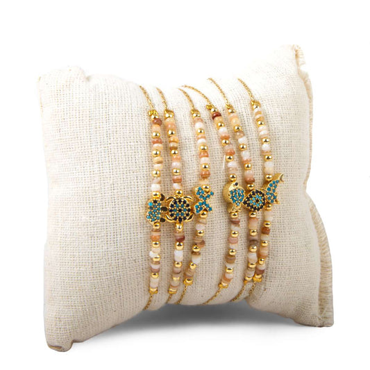 Zircon Stone Figure Bracelet – Adjustable Macramé Bead Bracelet | Comes with Gift Pillow